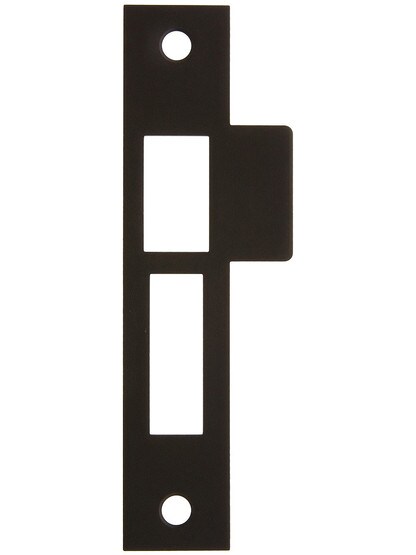 6 inch Solid Brass Mortise Strike Plate in Oil Rubbed Bronze.